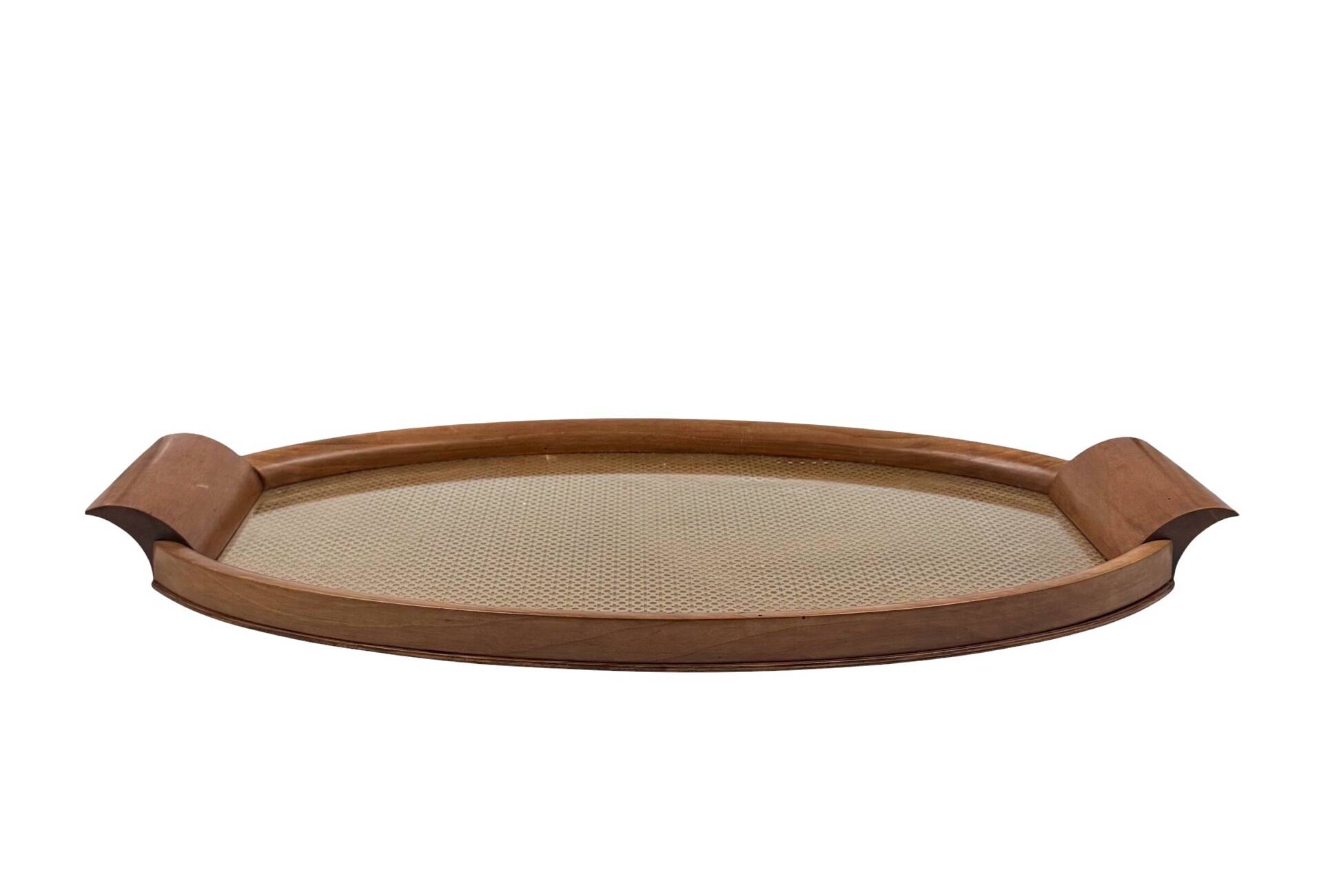 Mid-century wood and brass tray, Italy 1950s