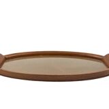 Mid-century wood and brass tray, Italy 1950s