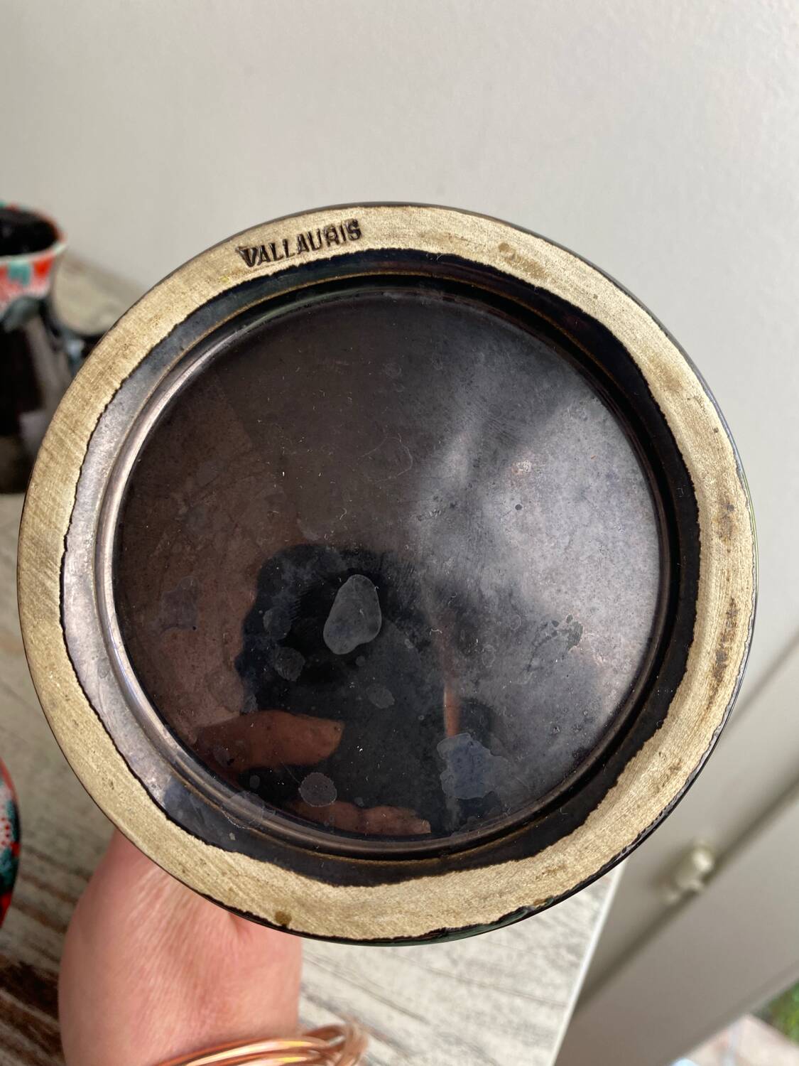 Vallauris ceramic pitcher, sugar bowl and cup set