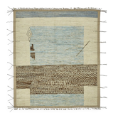 Tapis en laine beige rustique turc tissé à la main 261 cm x 302 cm