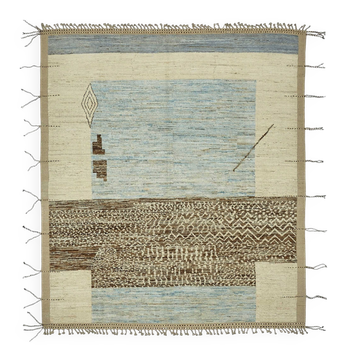 Tapis en laine beige rustique turc tissé à la main 261 cm x 302 cm