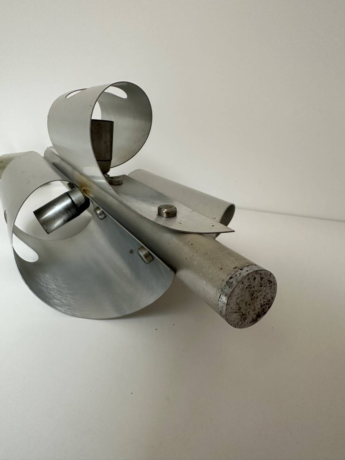 Suspension, brushed aluminum chandelier, Space Age style 1970s