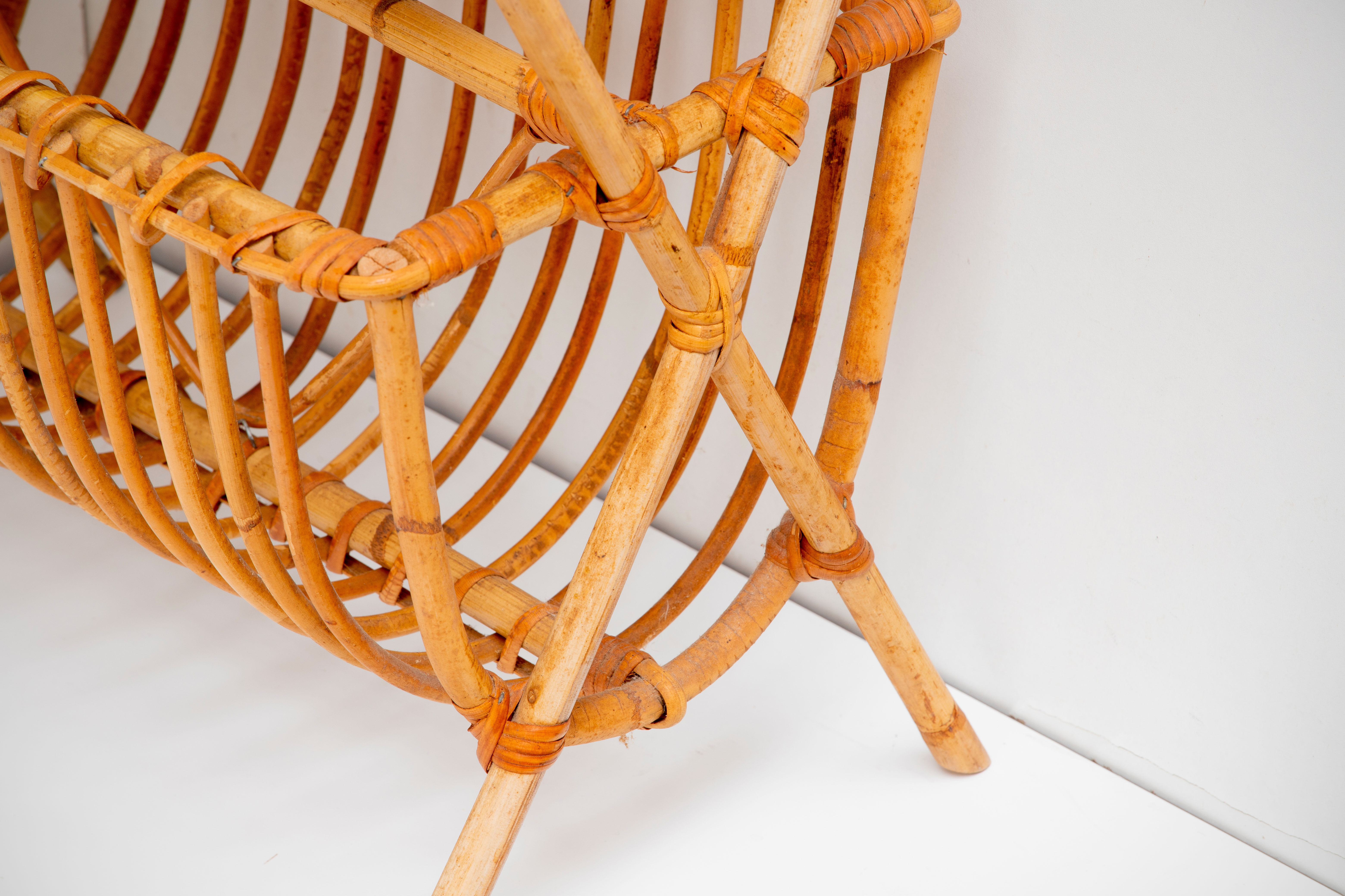 Rattan and caning magazine rack