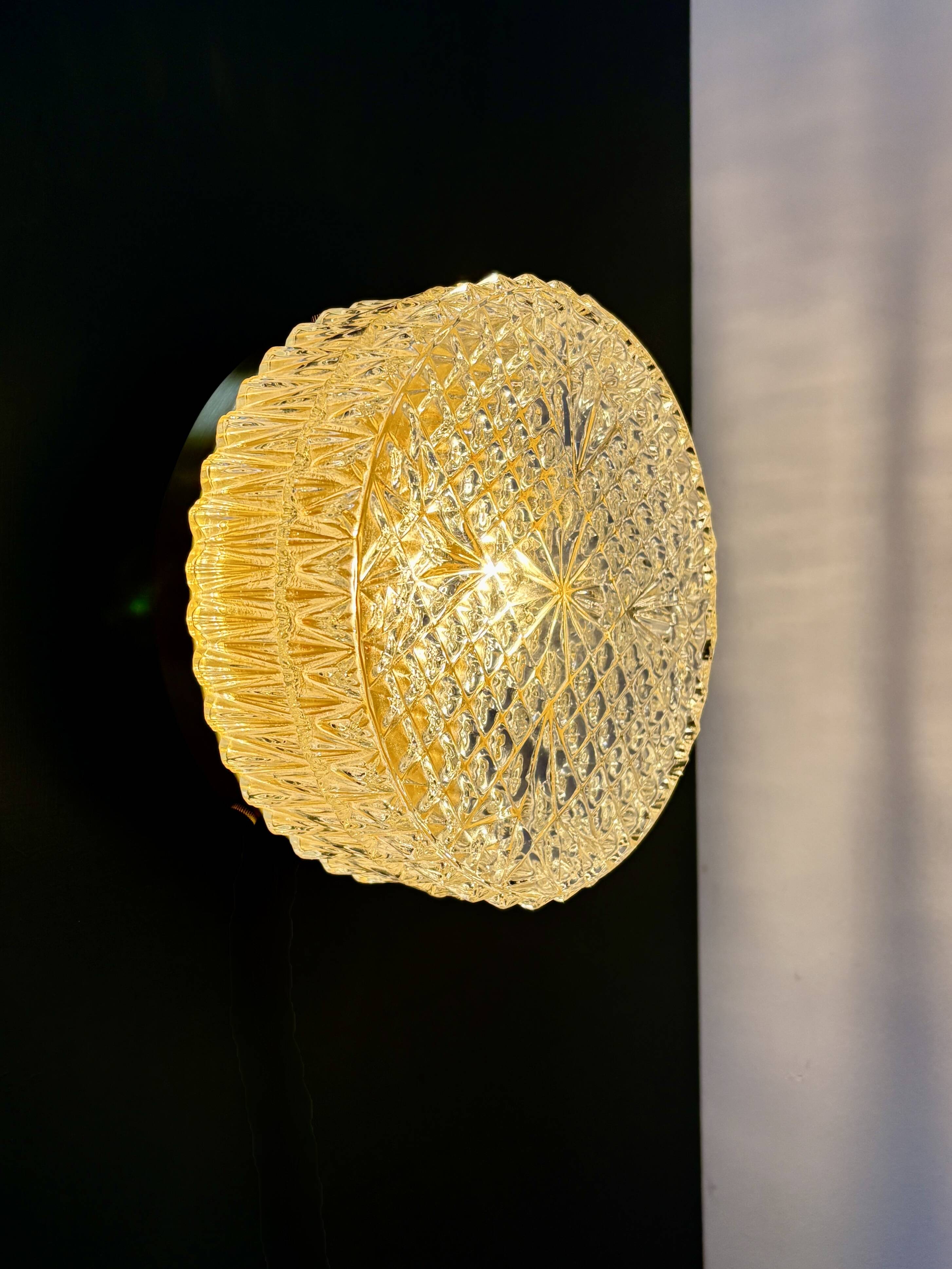 Vintage moulded glass wall or ceiling light globe