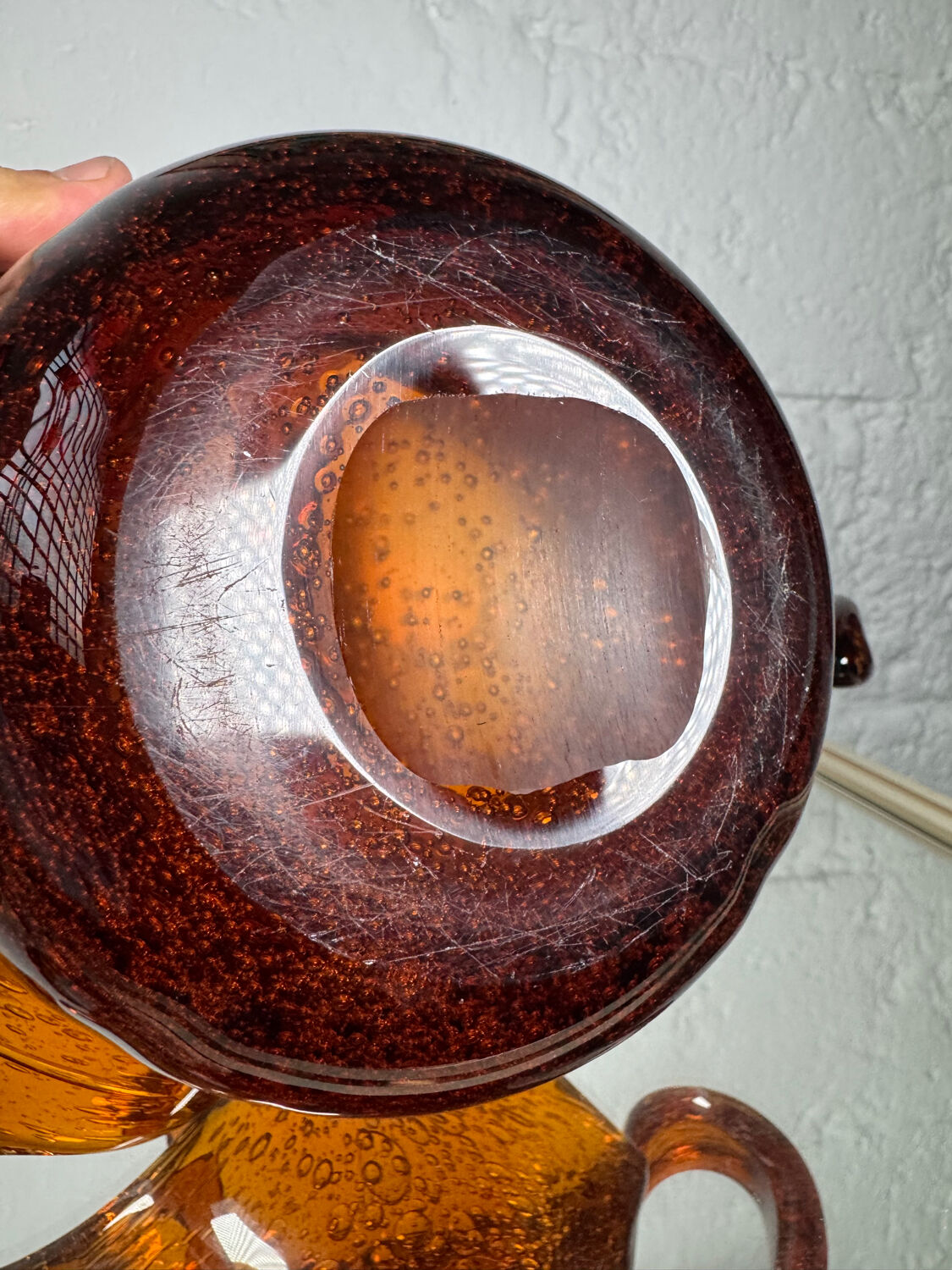 Amber blown glass empty pocket from the 60s