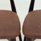 Set of 4 Modern Beech Wood Dining Chair, Herringbone terracota fabric
