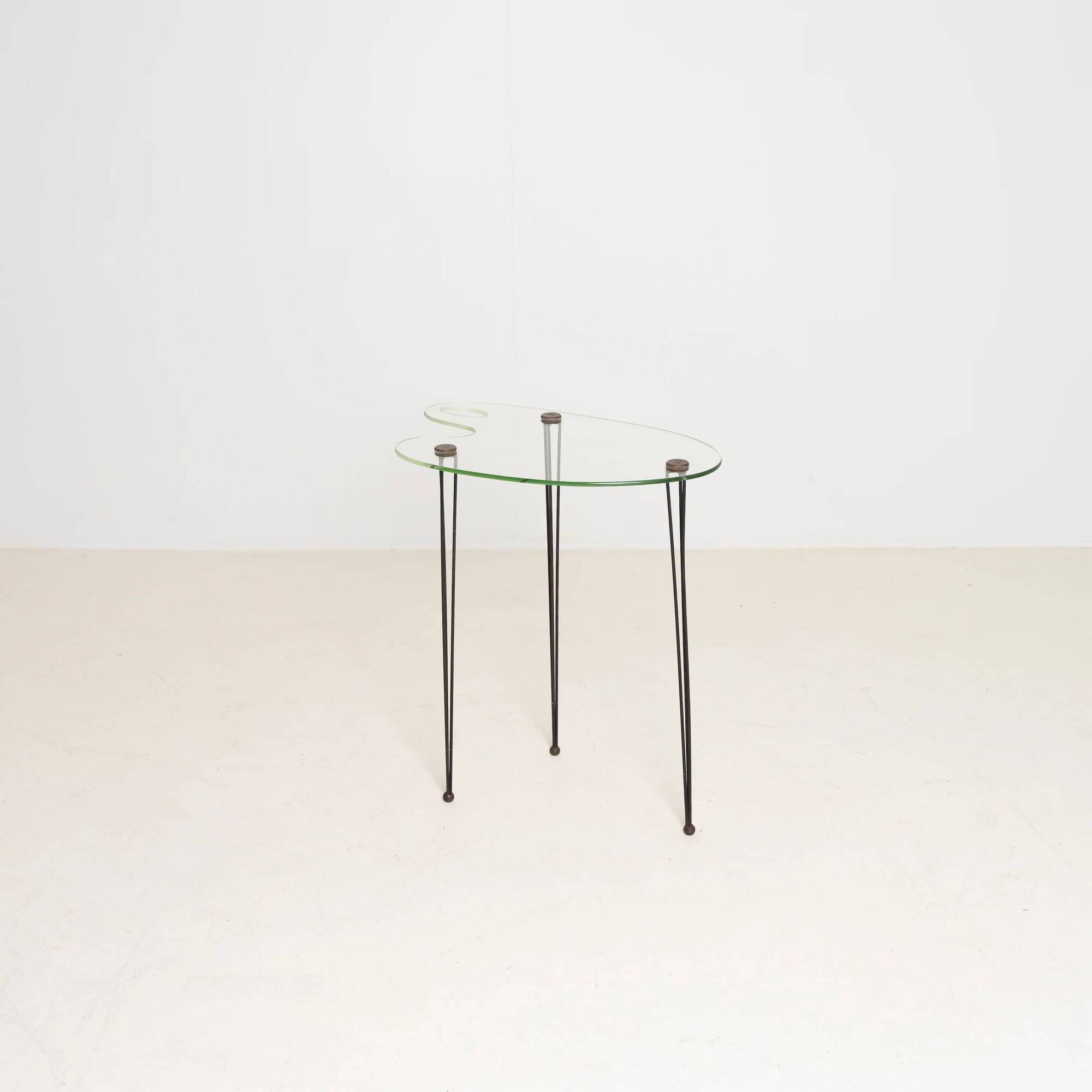 GLASS ARTIST'S PALETTE SIDE TABLE, CIRCA 1960S