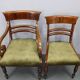 French Art Deco walnut dining chair set with armchairs, France 1930s