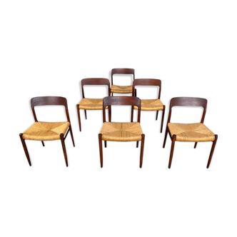 6 danish chairs & vintage O Niels Møller 1950