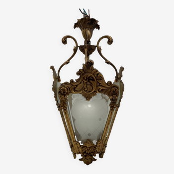 Lanterne ancienne en bronze doré style Louis XVI