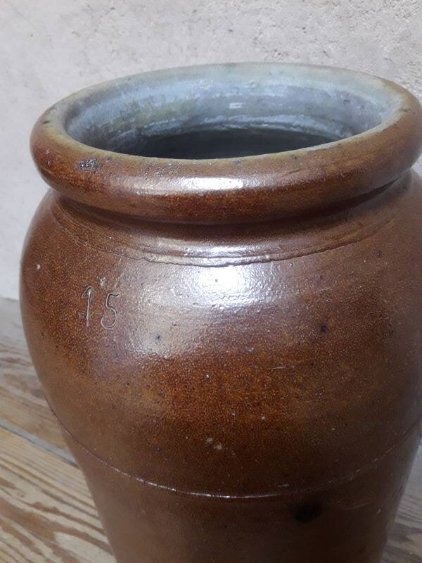 Pot grès terre vernissée H45 conserve ancien