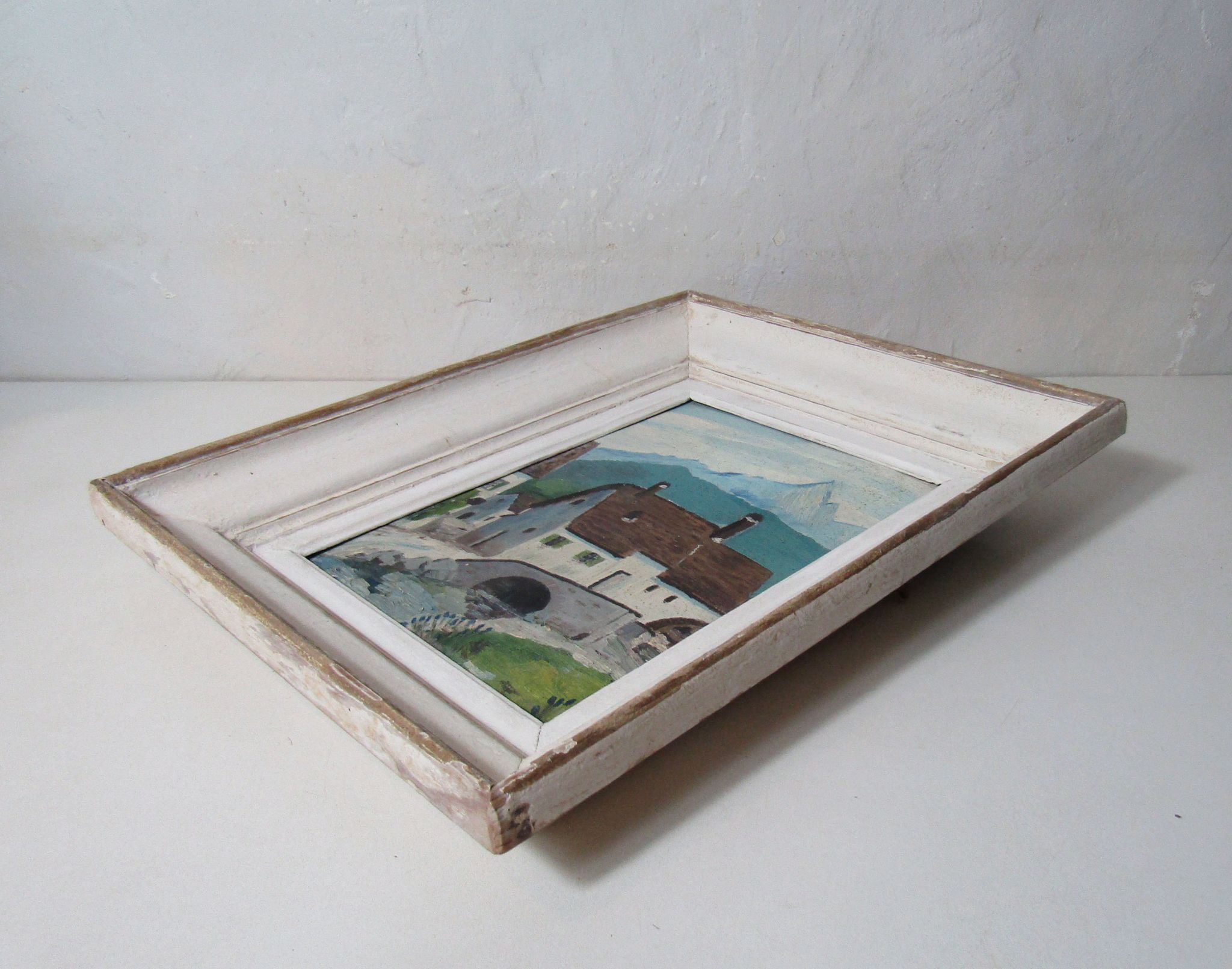 Tableau huile sur panneau, paysage montagnard