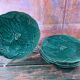 Gien Primefleur green barbotine plates set of 6, 21cm