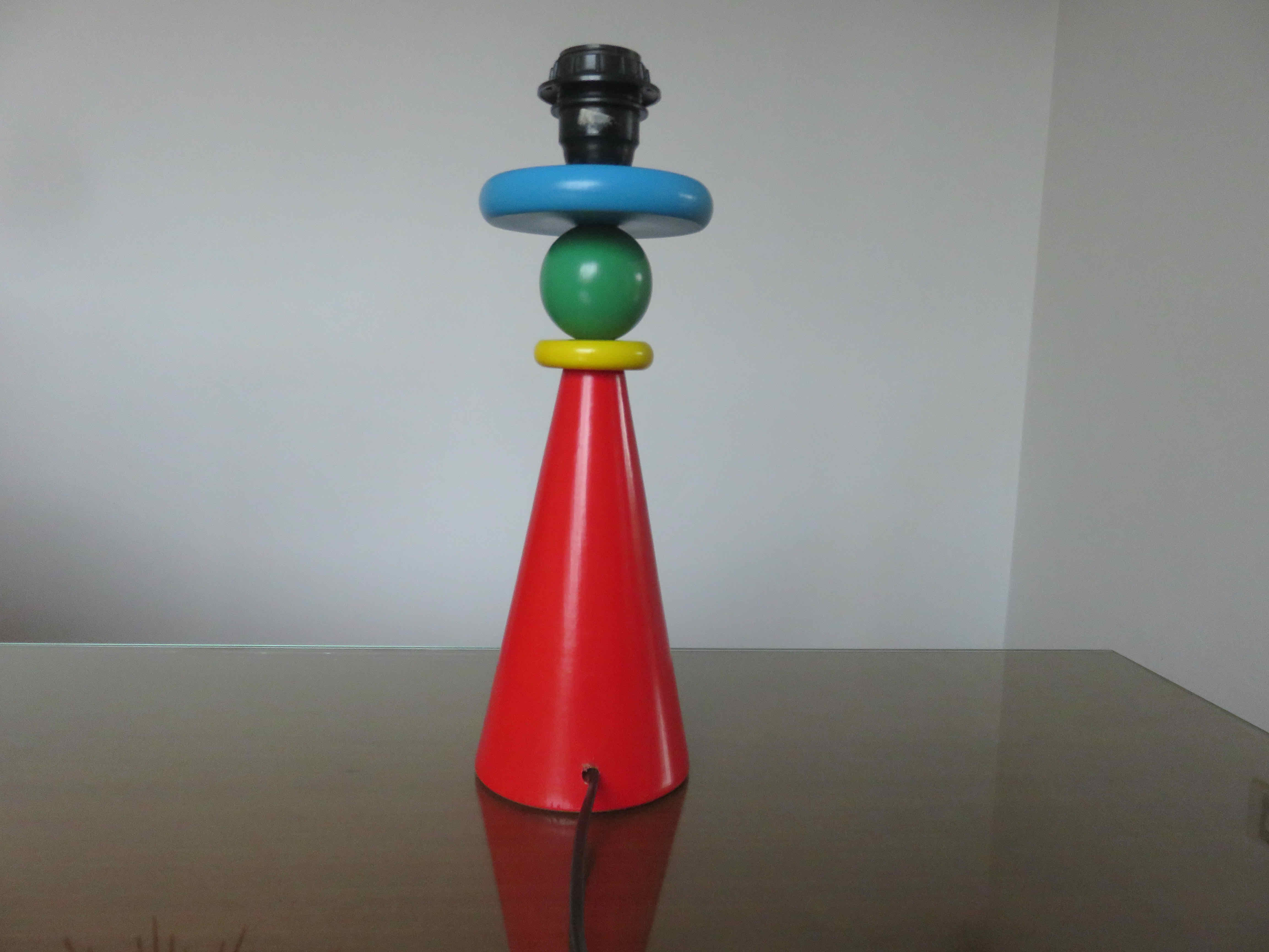 Wooden lamp " primary colors " 80s