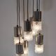 Lustre cascade, 7 suspensions en chrome et verre