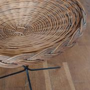vintage wicker gueridon with a black metal tripod base from the 1960s