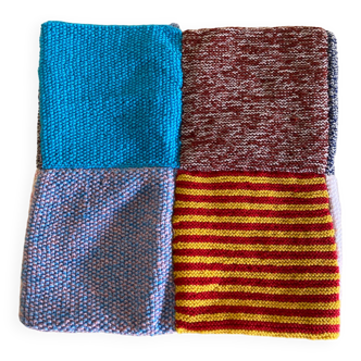 Plaid en laine patchwork multicolore