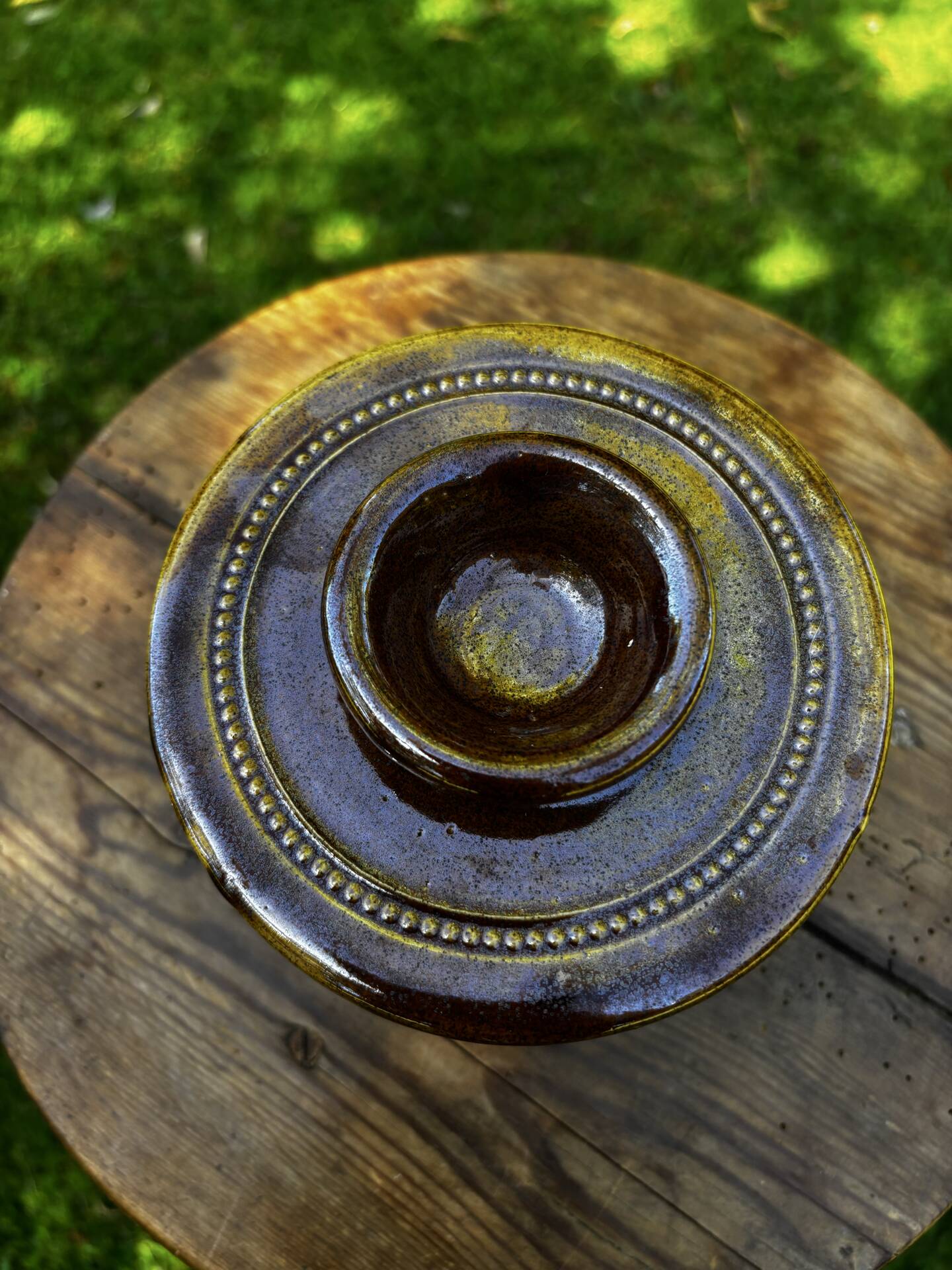 Vintage beurrier à eau en grès du berry