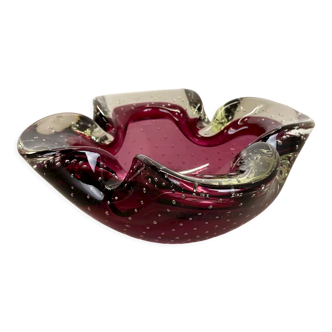 Large Pink Murano Bubble Glass Bowl Element Shell Ashtray Murano, Italy, 1970s