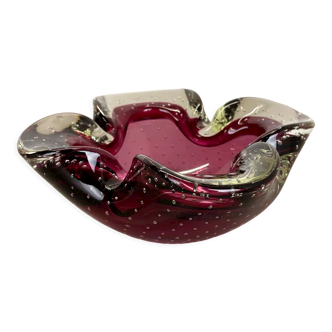 Cendrier en verre à bulles en verre de Murano rose Shell Shell Ashtray Murano, Italie, années 1970