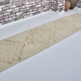 White Oushak Floral Runner Rug sku 2125