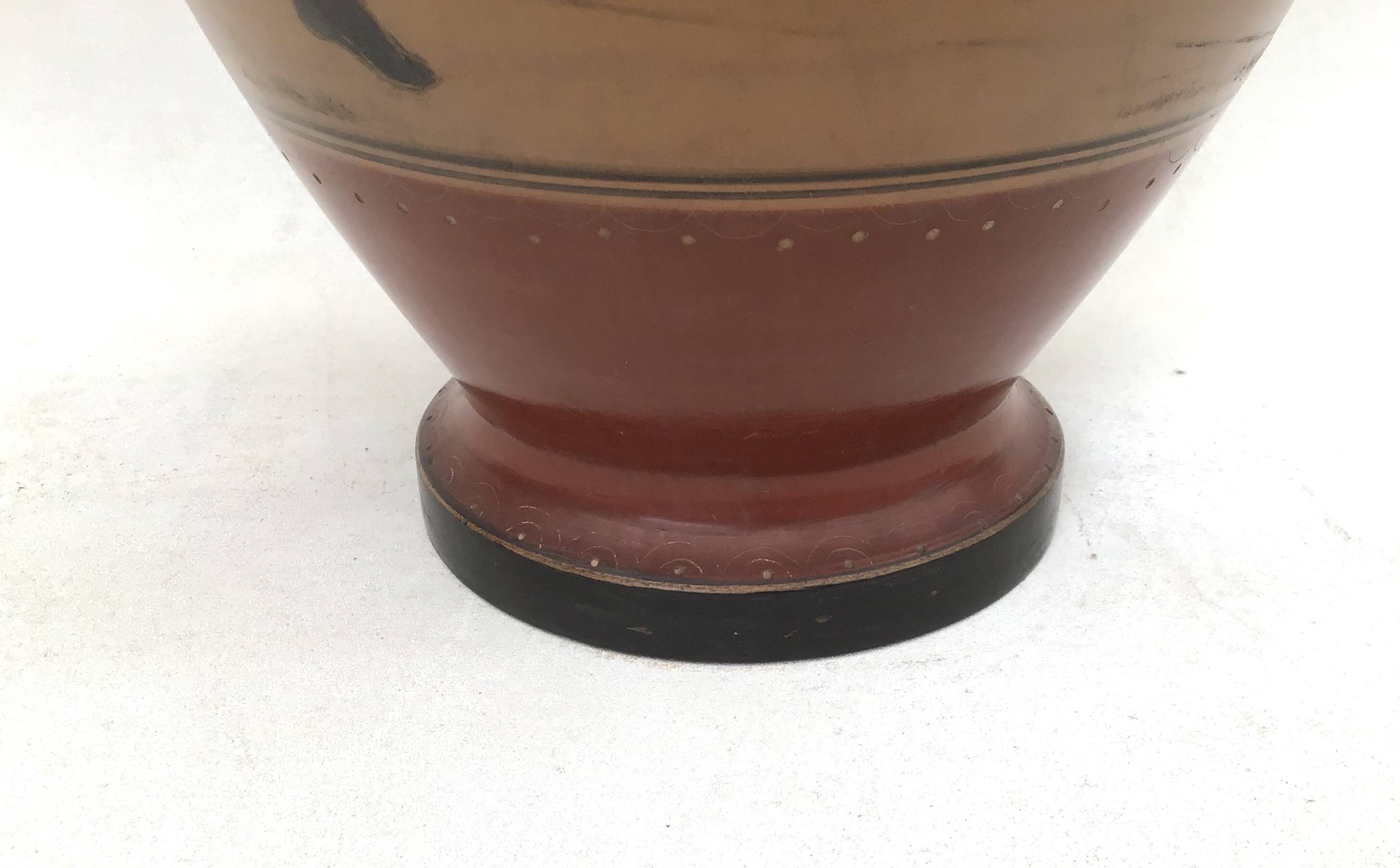 Reproduction of a Greek Attic-style black-figure vase depicting warriors