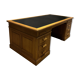 Large Desk "Banque De France" Oak and Leather Box Dish