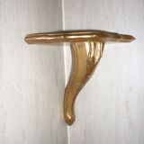 Golden wood corner console shelf