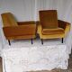 Vintage yellow velvet armchairs