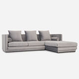Canapé d’angle malmo argent velour, design scandinave