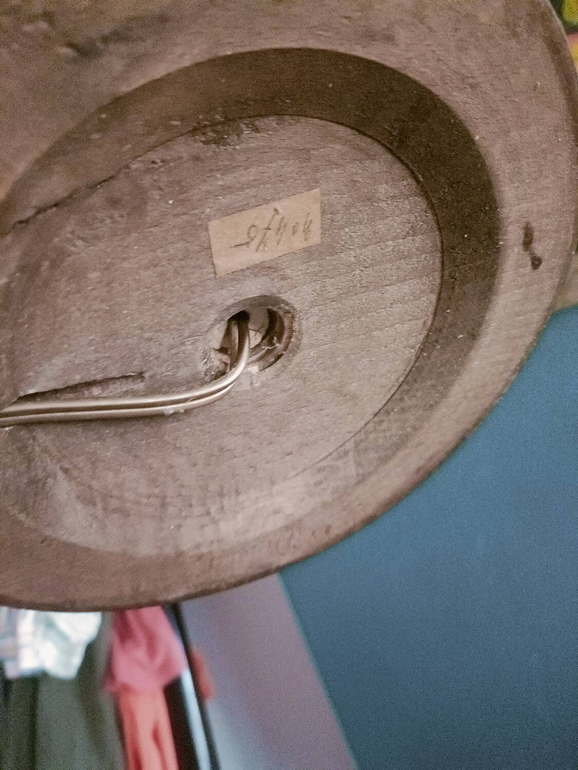 Turned wood lamp and silk lampshade