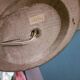 Turned wood lamp and silk lampshade