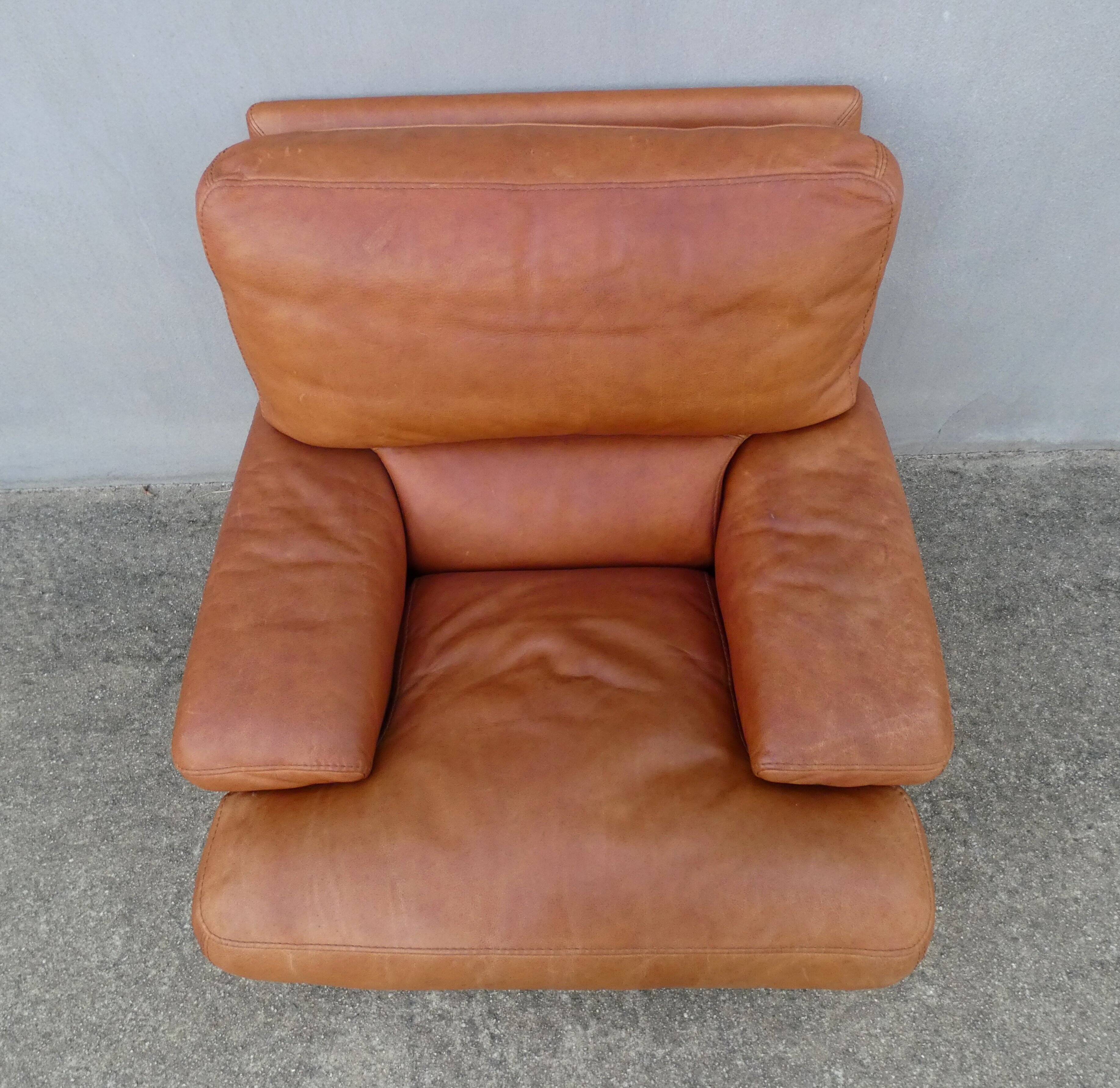 Vintage loft leather armchair DUVIVIER