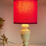 Lampe marbre et tissu fuchsia vintage