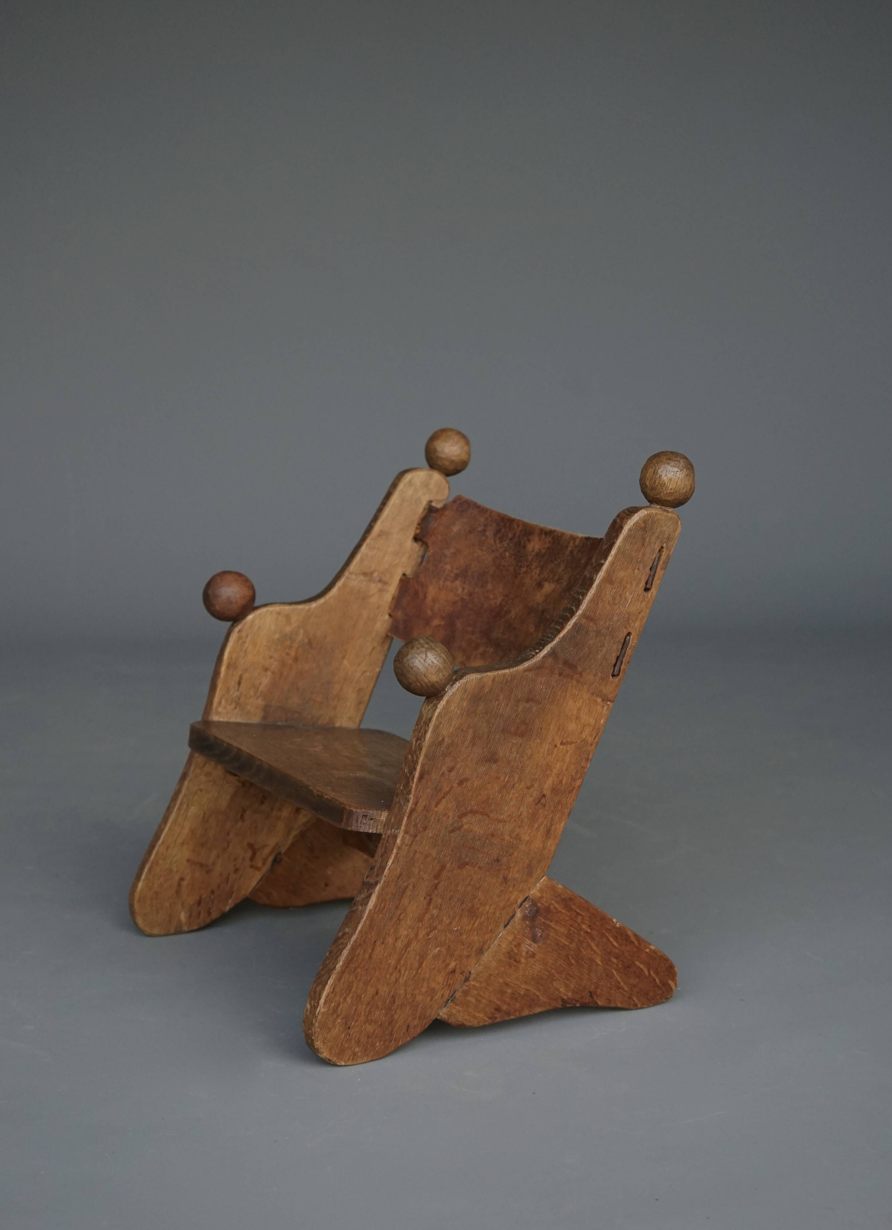 Vintage Childrens Oak Chair. 1930s
