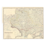 Antique Map of Ukraine and South Russia circa 1869 Keith Johnston Royal Atlas Hand coloured map