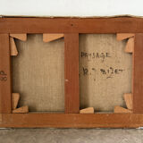 Romantic landscape with horses, oil on canvas signed R Bizet.