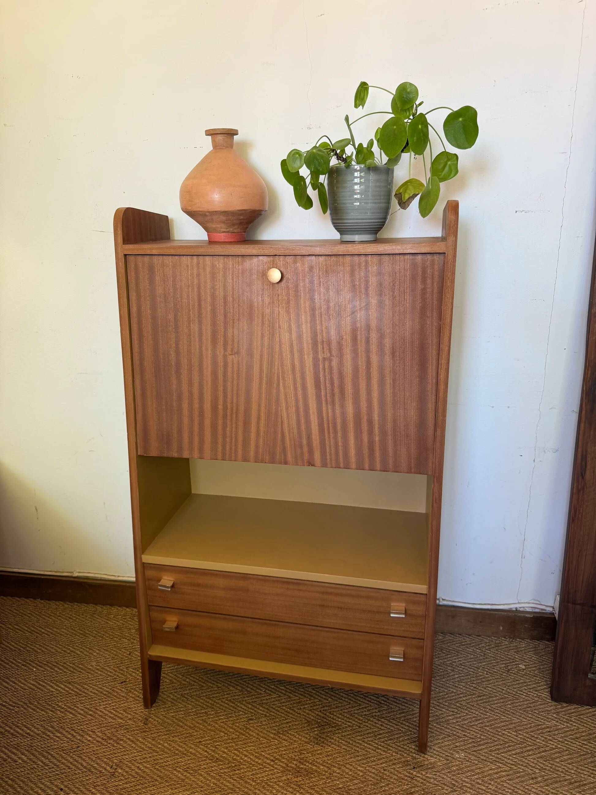 Secrétaire vintage compact placage acajou
