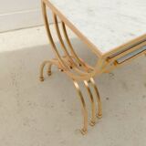 Neoclassical brass and marble nesting tables, 1950