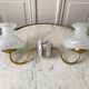 Pair of opaline tulip appliques on brass support 40-50s
