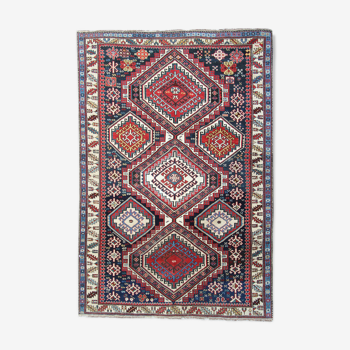 Antique shirvan area rug traditional wool tribal geometric azerbaijan carpet- 120x165cm
