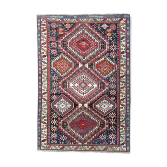 Antique shirvan area rug traditional wool tribal geometric azerbaijan carpet- 120x165cm