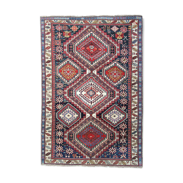 Antique shirvan area rug traditional wool tribal geometric azerbaijan carpet- 120x165cm