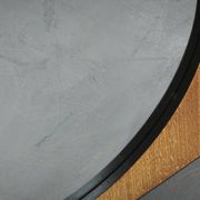 Miroir carré en placage de chêne tchèque des années 1970 avec verre circulaire