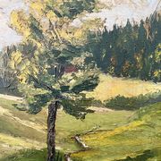 Tableau « L'arbre dans la vallée », huile sur panneau signée, 1936