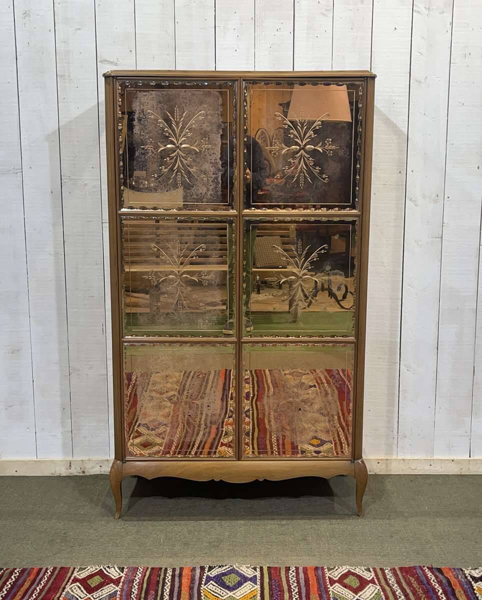 Art Deco mirrored cabinet from the 1950s in beech