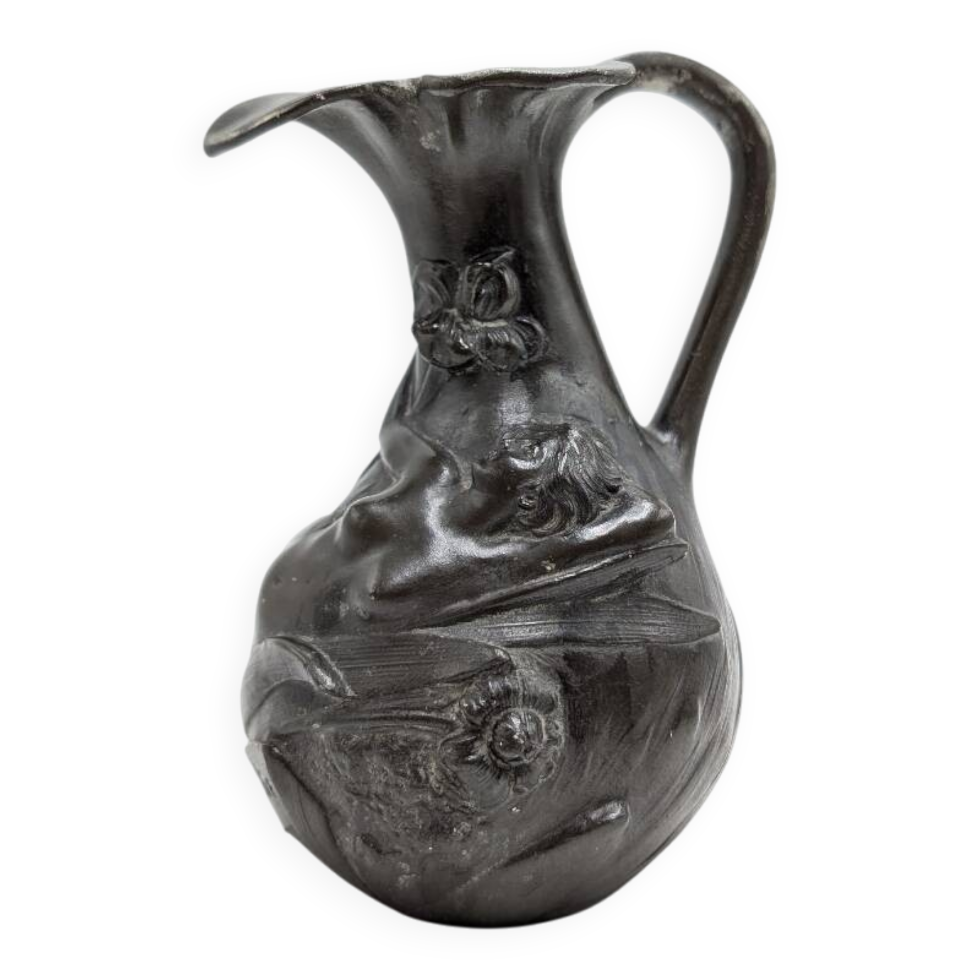 Pewter vase - art nouveau - nude woman j. garnier