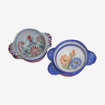 4 breton bowls floral motifs from Henriot to Quimper
