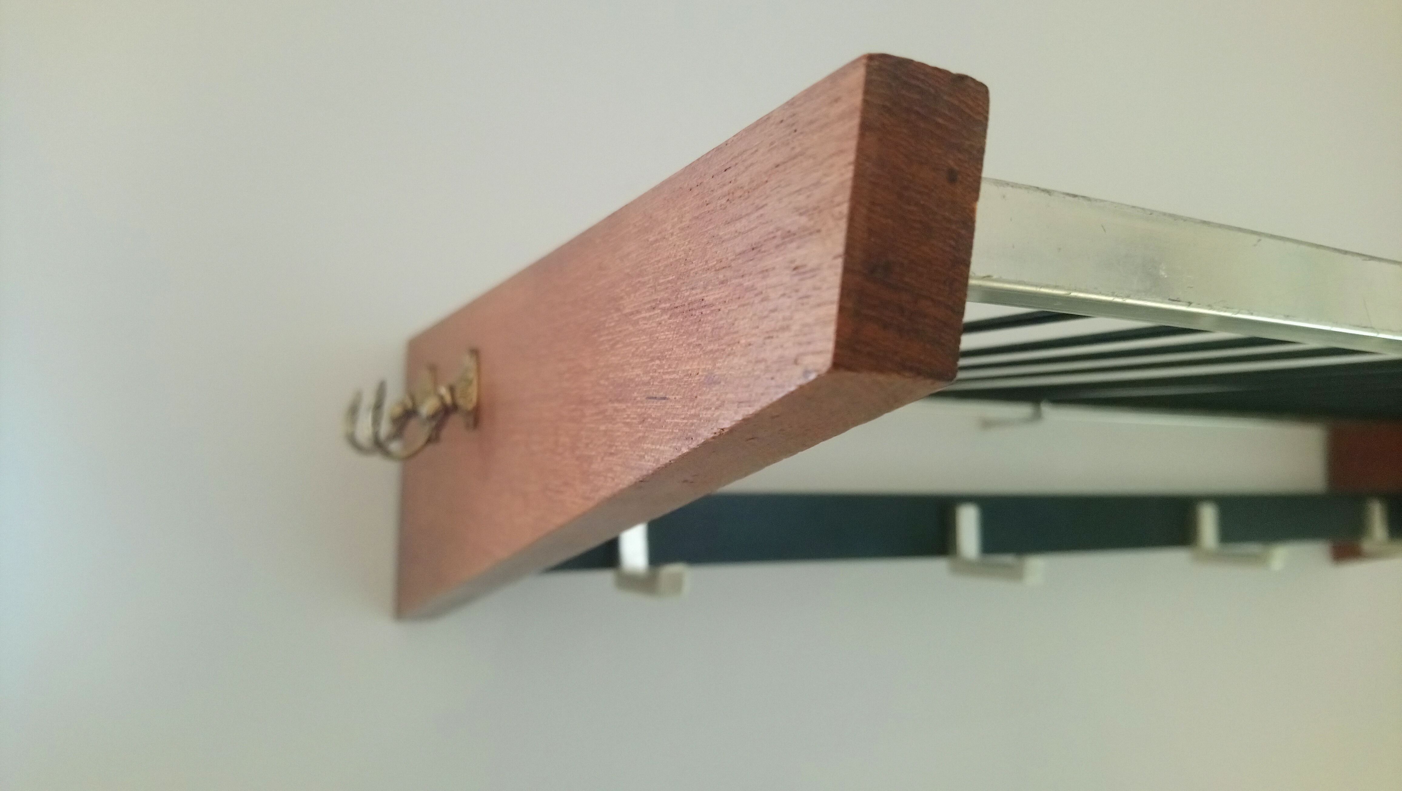 Portemanteau mural vintage bois et métal