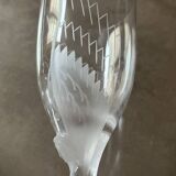 Set of two champagne glasses, crystal, Lalique France, angel model.